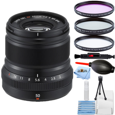 Objectif FUJIFILM XF 50 mm f/2 R WR (noir) 16536611 - Lot d'accessoires 7 pièces