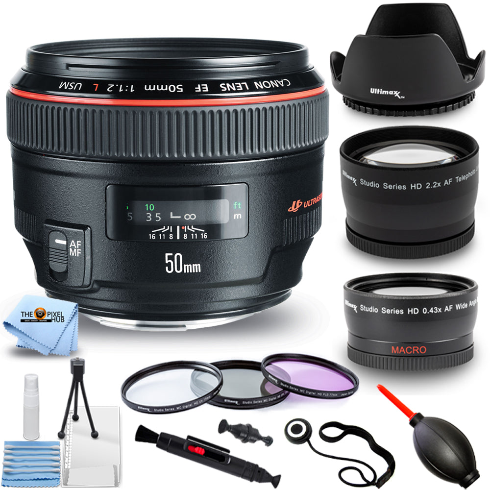 Objectif Canon EF 50 mm f/1.2L USM (noir) 1257B002 - Lot d'accessoires 10 pièces