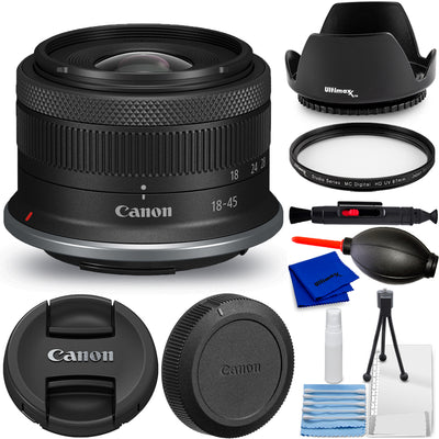 Objectif Canon RF-S 18-45 mm f/4.5-6.3 IS STM - Ensemble d'accessoires neuf dans une boîte blanche