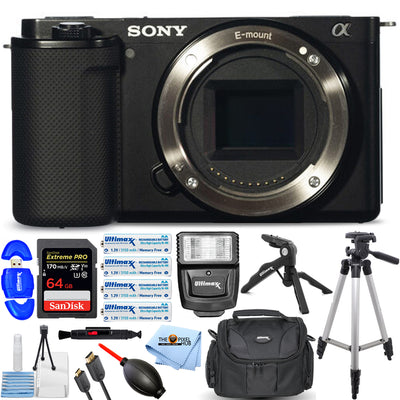 Appareil photo sans miroir Sony ZV-E10 (boîtier, noir) ILCZV-E10/B + 64 Go + pack flash