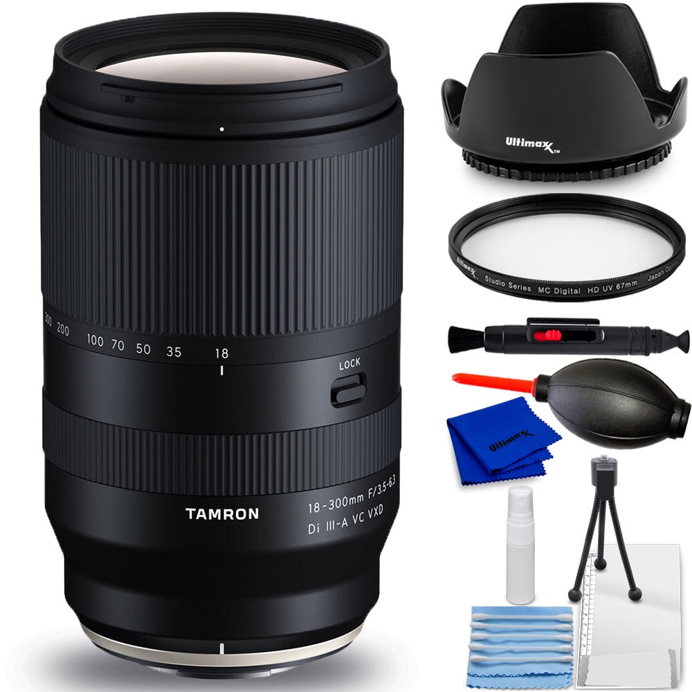 Objectif Tamron 18-300 mm f/3.5-6.3 Di III-A VC VXD pour FUJIFILM X - Ensemble d'accessoires