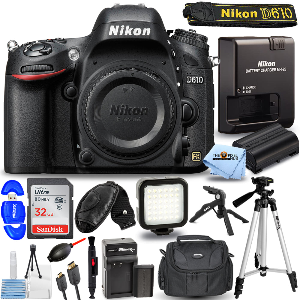 Nikon D610 Appareil photo reflex numérique 24,3 MP (boîtier uniquement) 1540 - Ensemble d'accessoires 15PC