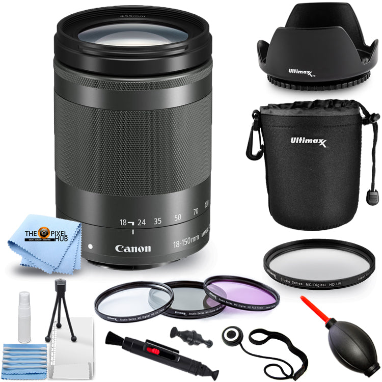 Objectif Canon EF-M 18-150 mm f/3.5-6.3 IS STM (graphite) - Lot d'accessoires 10 pièces