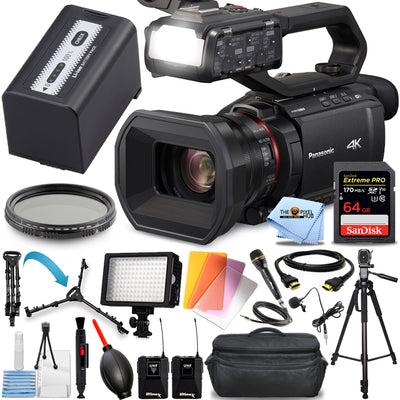 Panasonic HC-X2000 UHD 4K 3G-SDI/HDMI Pro Camcorder + 64GB + Mic System Bundle