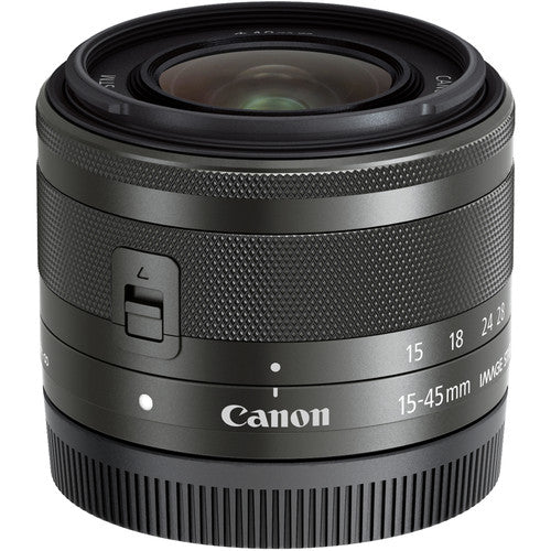 Objectif Canon EF-M 15-45mm f/3.5-6.3 IS STM (Graphite) + Kit UV - Neuf dans sa boîte blanche