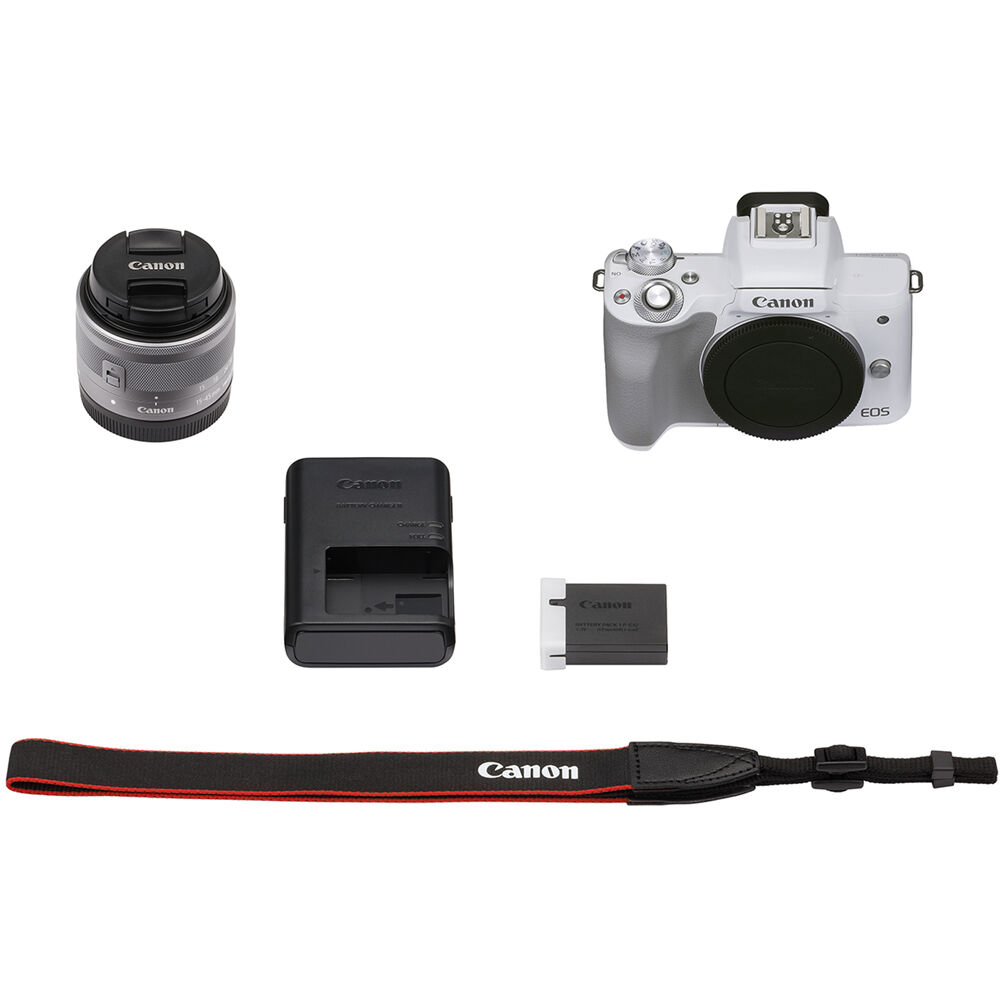 Canon EOS M50 Mark II Mirrorless Camera with 15-45mm Lens (White) 4729C004 - Kit