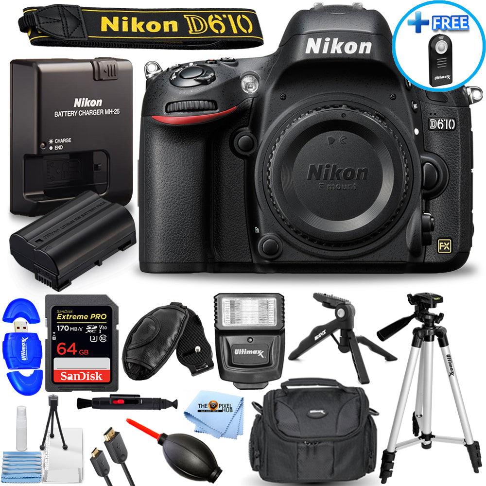 Appareil photo numérique Nikon D610 (boîtier uniquement) 1540 - Ensemble d'accessoires 14PC