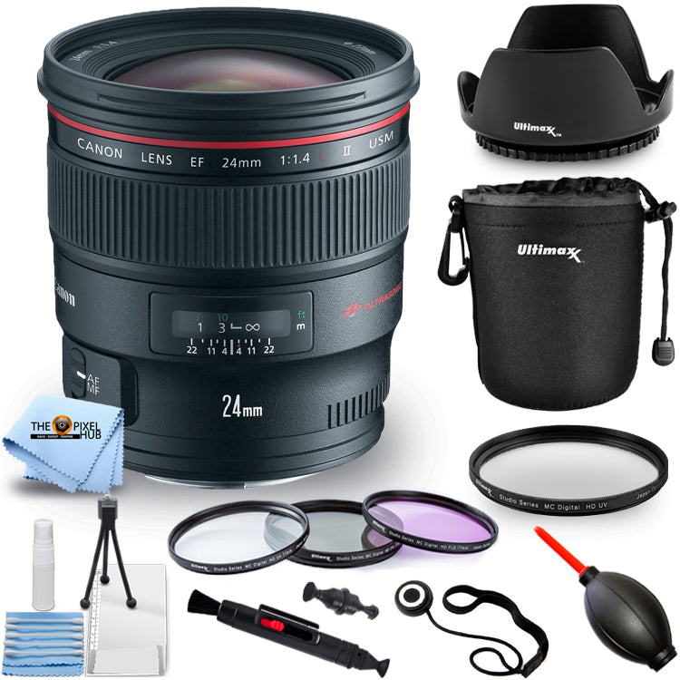 Canon EF 24 mm f/1.4L II USM Objectif autofocus 2750B002 – Lot d'accessoires 10 pièces