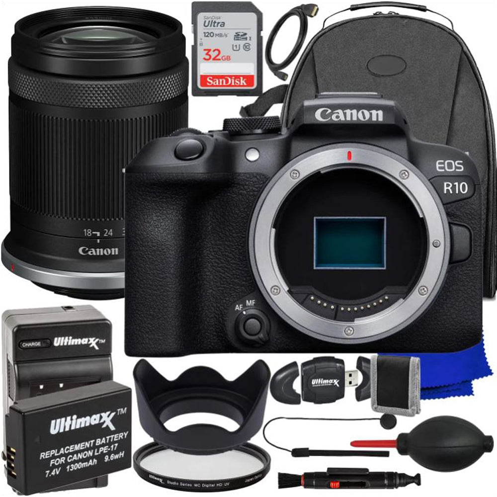 Canon EOS R10 Mirrorless Camera with 18-150mm Lens - 12PC Accessory Bundle