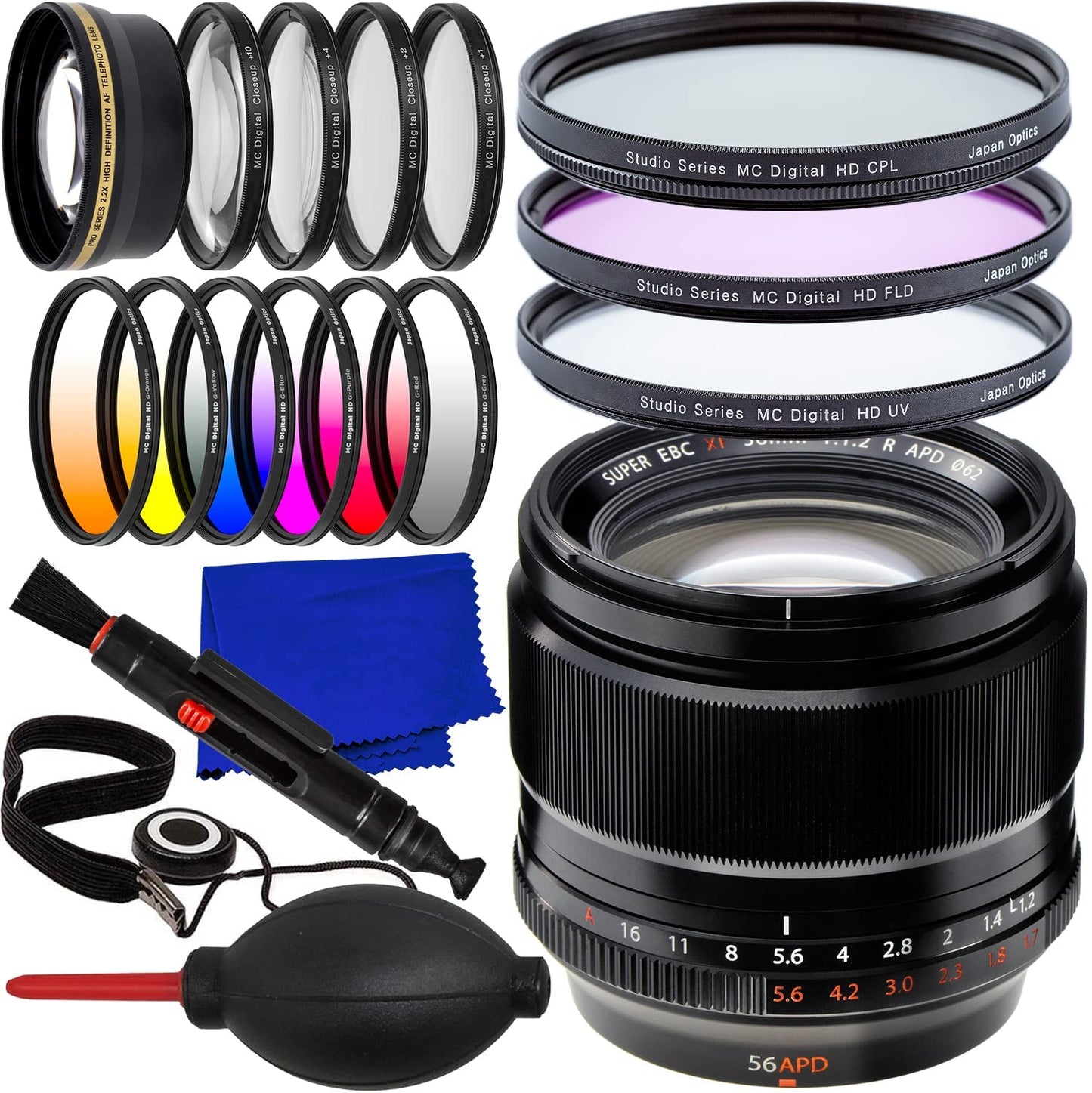 Fujifilm XF 56mm f/1.2 R APD Lens 16443058 - Essential UV Filter Bundle