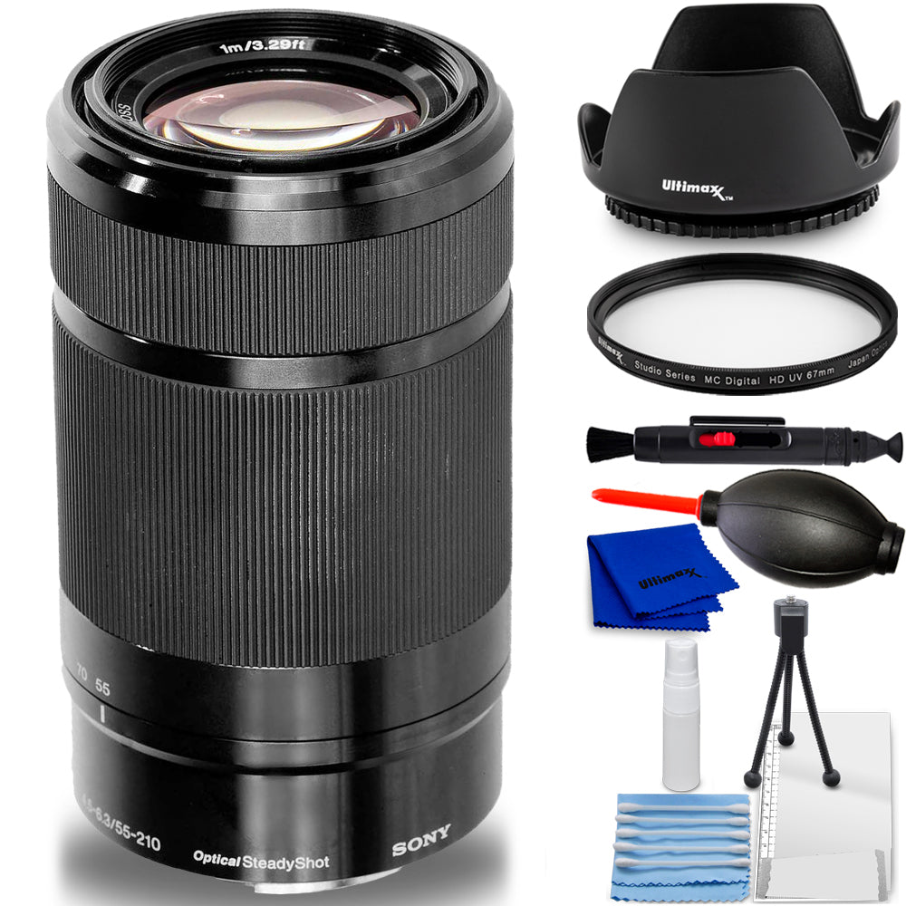 Objectif Sony E 55-210 mm f/4.5-6.3 OSS E-Mount (noir) – Ensemble de filtres UV essentiels