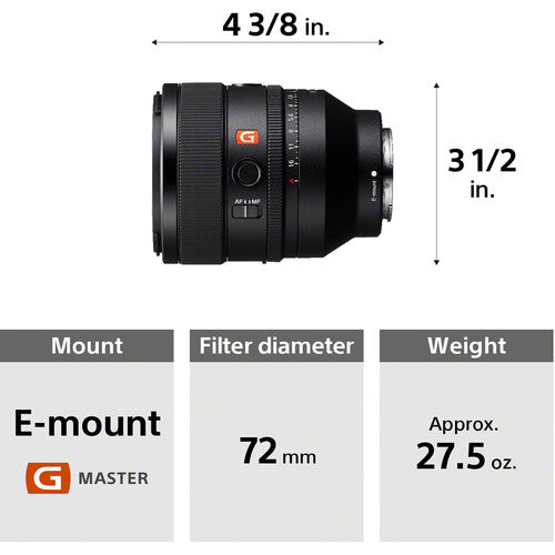 Objectif Sony FE 50 mm f/1.2 GM SEL50F12GM - Ensemble d'accessoires 7 pièces