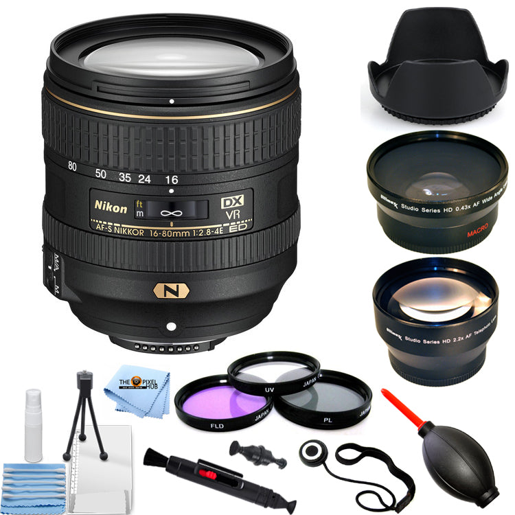 Nikon AF-S DX NIKKOR 16-80mm f/2.8-4E ED VR Objectif + Kit de Filtres Boîte Blanche