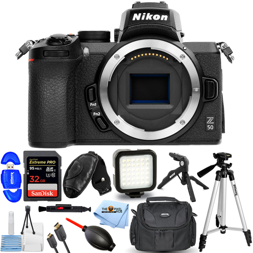 Appareil photo numérique sans miroir Nikon Z 50 (boîtier uniquement) + 64 Go + kit d'éclairage LED