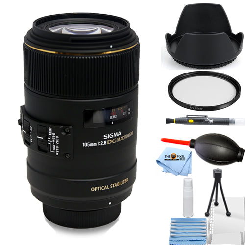 Objectif macro Sigma 105 mm f/2.8 EX DG OS HSM pour Canon EF – Ensemble d'accessoires 7 pièces