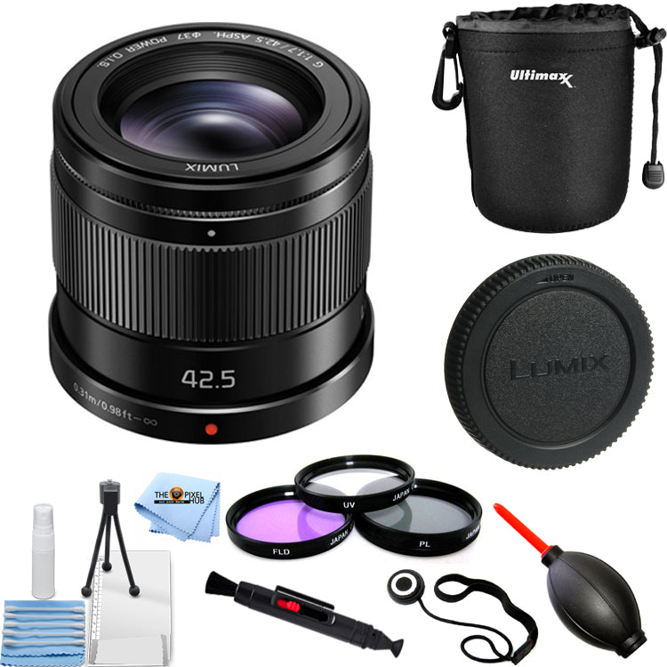 Panasonic Lumix G 42,5 mm f/1,7 ASPH. Objectif POWER OIS - Ensemble d'accessoires 10PC