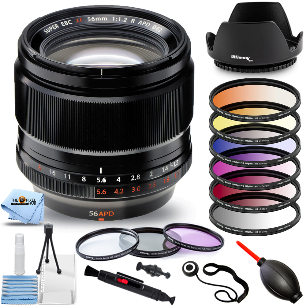 Objectif Fujifilm XF 56 mm f/1.2 R APD 16443058 + kit de filtres + lot d'objectifs pare-soleil