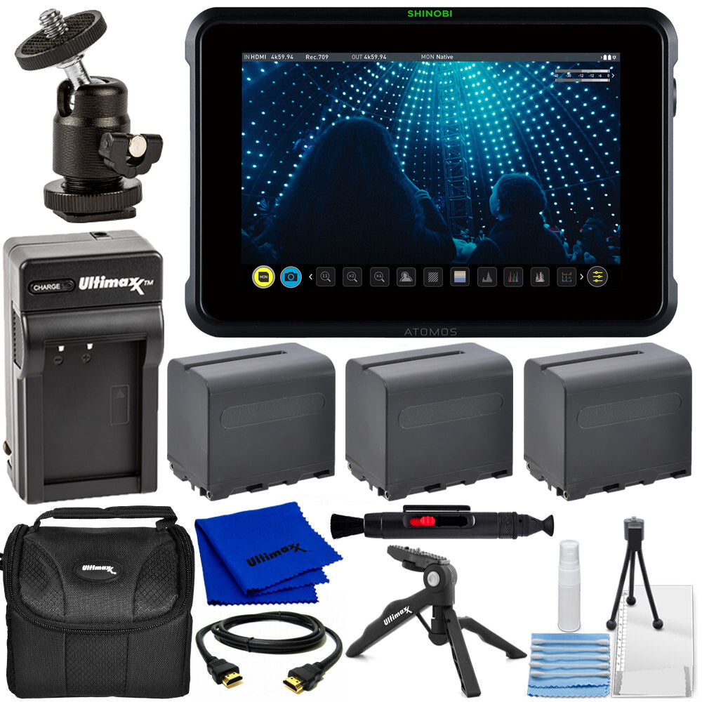 Atomos Shinobi Moniteur HDMI/SDI 4K 7" ATOMSHB002 - Ensemble d'accessoires 10PC