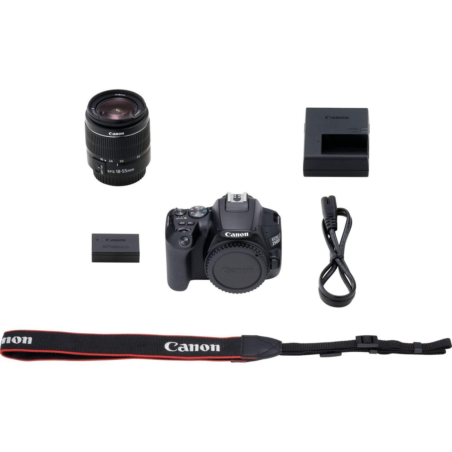 Canon EOS 250D/Rebel SL3 avec objectif EF-S 18-55 mm f/3.5-5.6 III (noir)