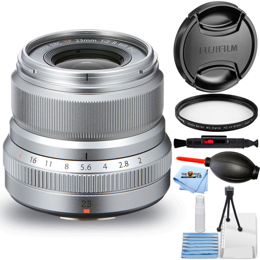 FUJIFILM XF 23mm f/2 R WR Lens (Silver) 16523171 - 7PC Accessory Bundle