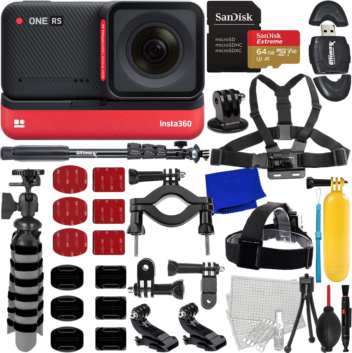 Insta360 ONE RS 4K Edition CINRSGP/E - 20PC Essential Accessory Bundle