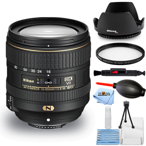 Nikon AF-S DX NIKKOR 16-80 mm f/2.8-4E ED VR Objectif 20055 – Lot de 7 accessoires