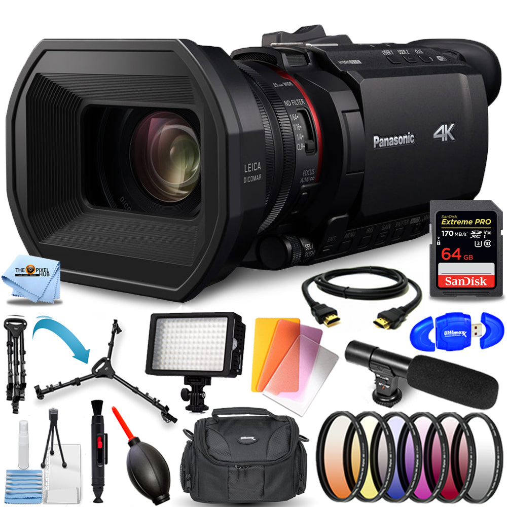 Caméscope Panasonic HC-X1500 UHD 4K HDMI Pro avec zoom 24x + 64 Go + kit trépied