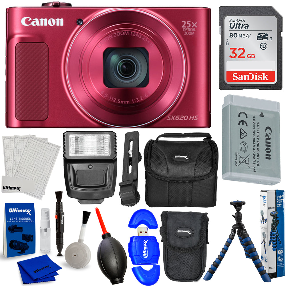 Appareil photo numérique Canon PowerShot SX620 HS (rouge) 1073C001 - Ensemble d'accessoires 32 Go