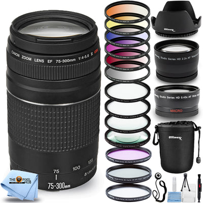 Objectif Canon EF 75-300 mm f/4-5.6 III (noir) 6473A003 + kit de filtres ultime