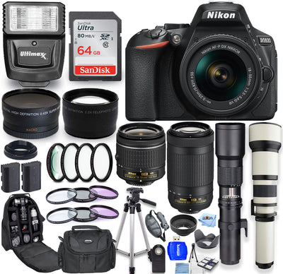 Appareil photo Nikon D5600 avec 18-55 mm + 70-300 mm VR + 500 mm + 650-1300 mm 64 Go