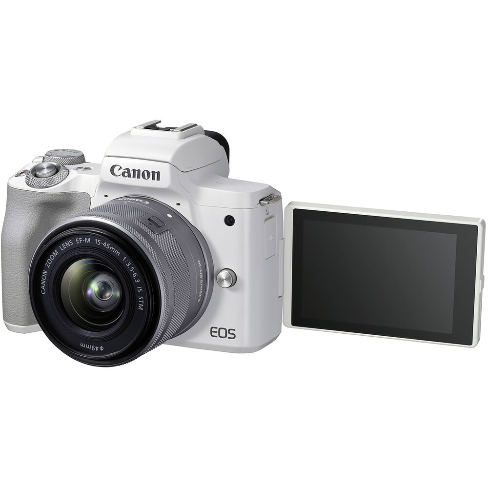 Canon EOS M50 Mark II Mirrorless Camera with 15-45mm Lens (White) - 4729C004