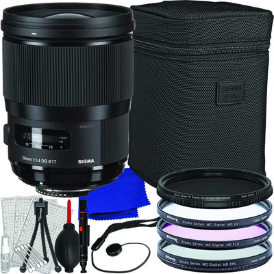 Sigma 28mm f/1.4 DG HSM Art Lens for Nikon F 441954 - 8PC Accessory Bundle