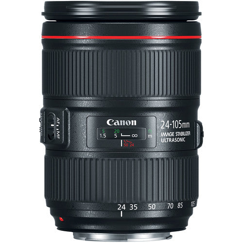 Objectif Canon EF 24-105 mm f/4L IS II USM – Ensemble UV essentiel neuf dans une boîte blanche