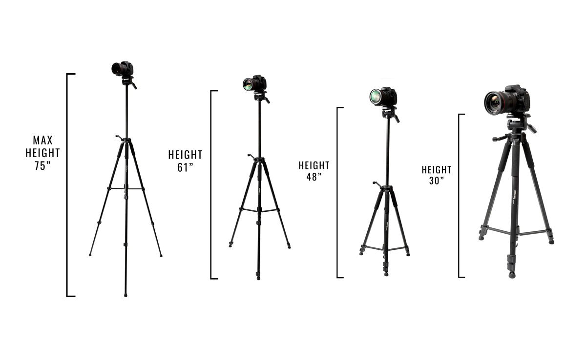 Professional 75-inch Tripod 3-way Panhead Tilt Motion for Most DSLR Cameras