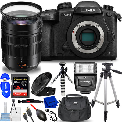 Panasonic Lumix GH5 Mirrorless Camera with 12-60mm Lens - 15PC Accessory Bundle