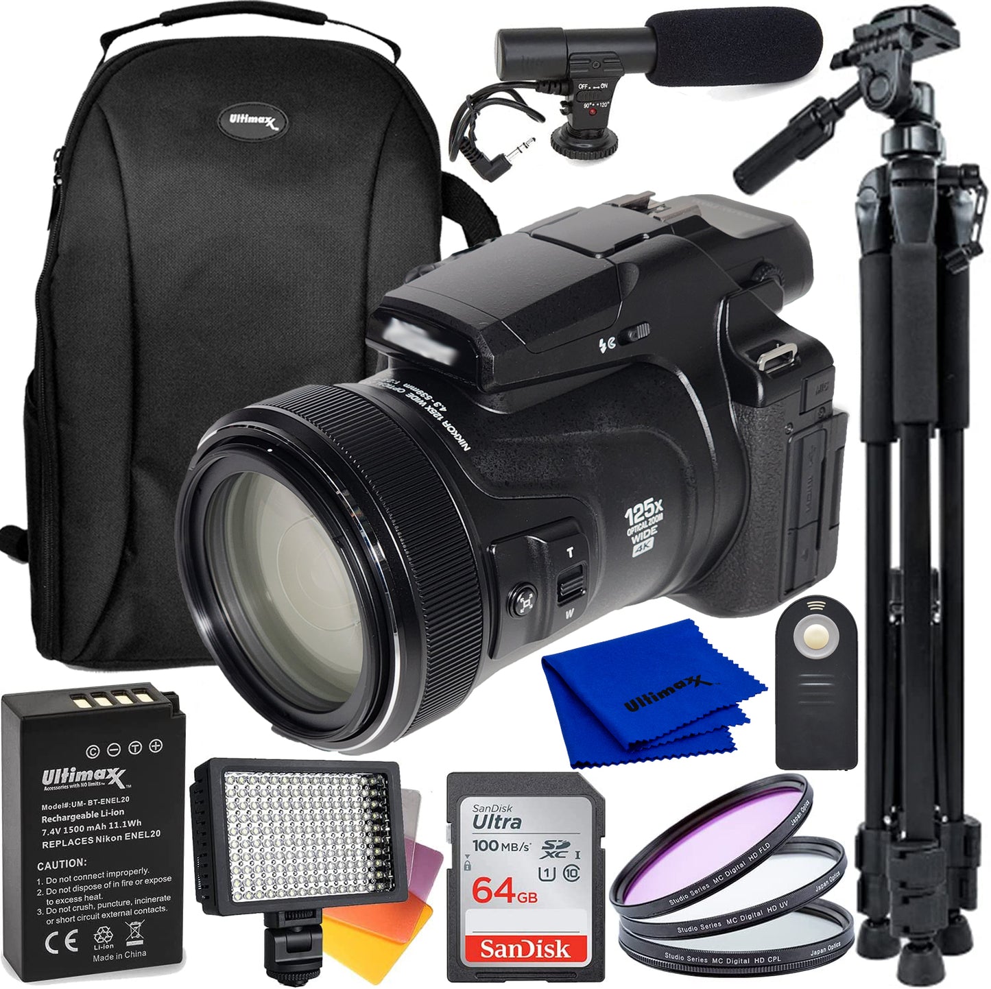 Nikon Coolpix P1000 16MP 4K Digital Camera 26522 - 12PC Accessory Bundle