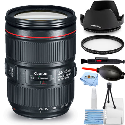 Objectif Canon EF 24-105 mm f/4L IS II USM – Ensemble UV essentiel neuf dans une boîte blanche