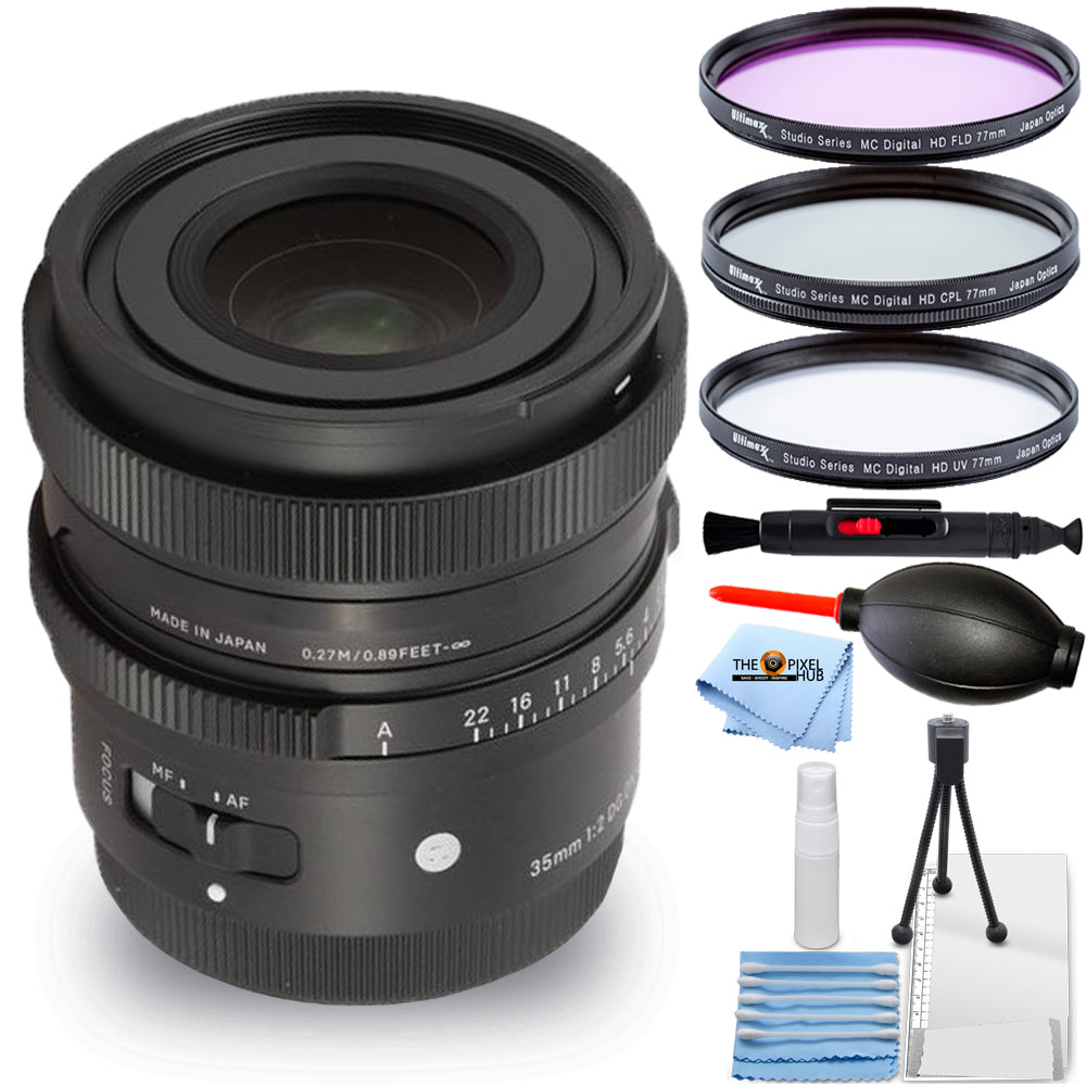 Sigma 35mm f/2 DG DN Contemporary Lens for Sony E - Essential Filter Kit Bundle