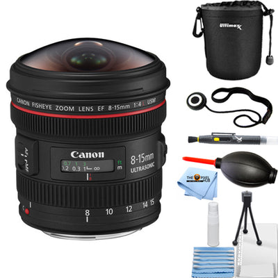 Canon EF 8-15mm f/4L Fisheye USM Ultra-Wide Zoom Lens + Lens Pouch Bundle