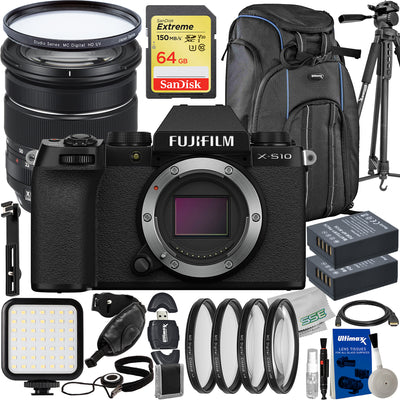 Appareil photo sans miroir FUJIFILM X-S10 avec objectif XF 16-80 mm f/4 R OIS WR - Lot de 16 pièces