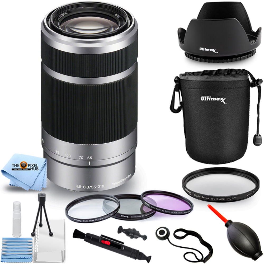 Objectif Sony E 55-210 mm f/4.5-6.3 OSS (argent) SEL55210 + kit de filtres