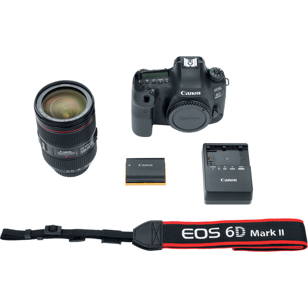 Appareil photo reflex numérique Canon EOS 6D Mark II avec objectif 24-105 mm f/4 - Ensemble d'accessoires 15 pièces