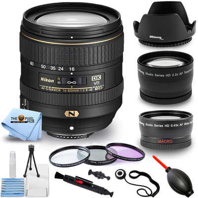 Objectif Nikon AF-S DX NIKKOR 16-80 mm f/2.8-4E ED VR - Ensemble d'accessoires 12 pièces