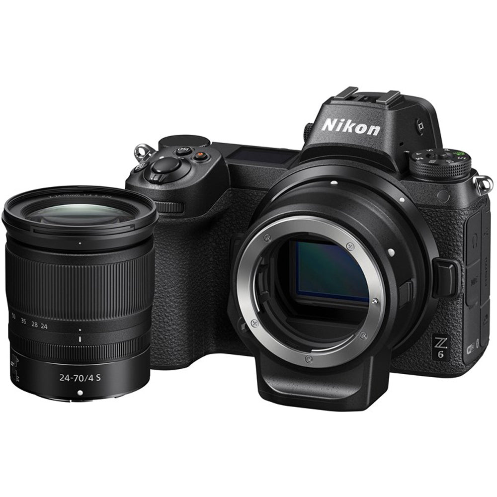 Appareil photo numérique sans miroir Nikon Z6 avec objectif 24-70 mm et kit d'adaptateur de monture FTZ