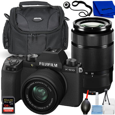 Fujifilm X-S10 (noir) avec kit d'objectifs XC 15-45 mm OIS PZ et XC 50-230 mm OIS II