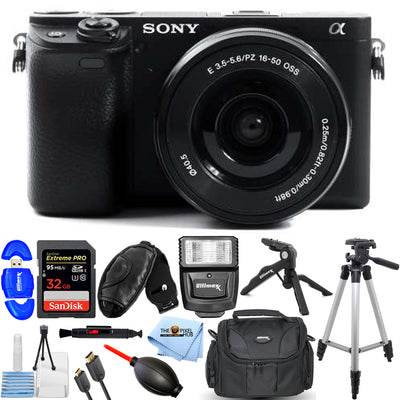 Sony Alpha a6400 Mirrorless Digital Camera w/ 16-50mm Lens + 32GB + Flash Bundle