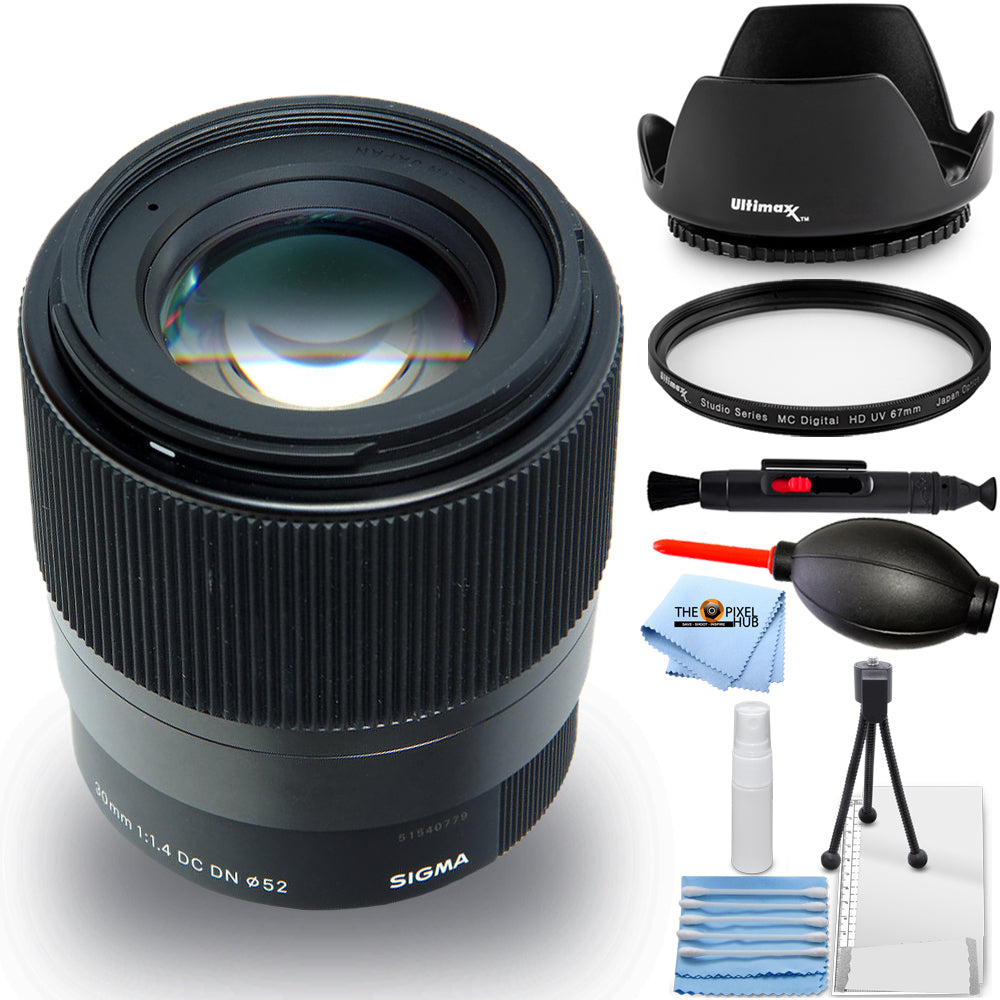 Sigma 30mm f/1.4 DC DN Contemporary Lens for Canon EF-M - 7PC Accessory Bundle