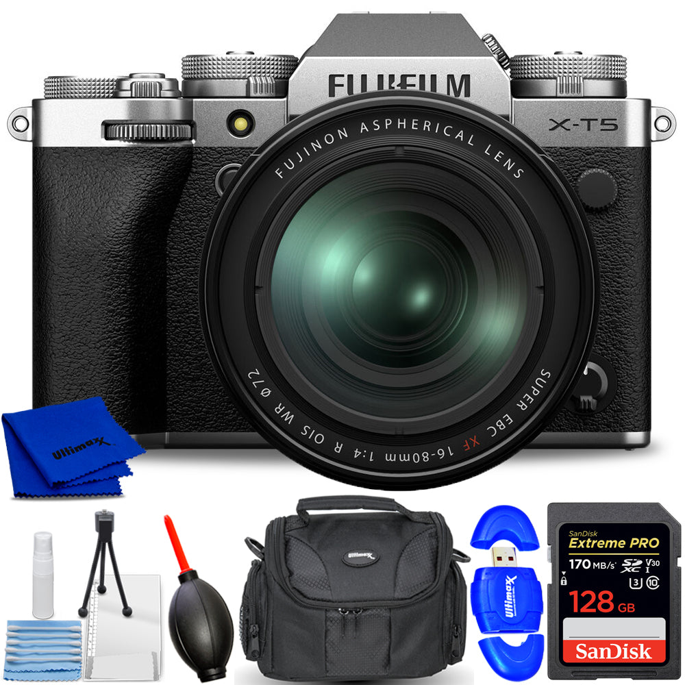 Appareil photo sans miroir FUJIFILM X-T5 avec objectif 16-80 mm (argent) 16782662 - lot de 7 pièces