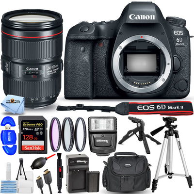 Appareil photo reflex numérique Canon EOS 6D Mark II avec objectif 24-105 mm f/4 - Ensemble d'accessoires 15 pièces