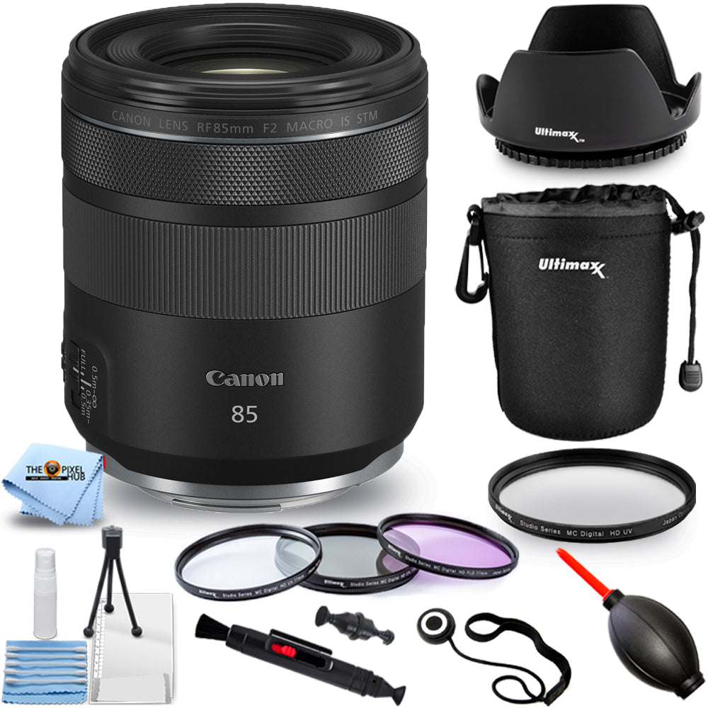 Canon RF 85mm f/2 Macro IS STM Lens 4234C002 + Filter Kit + Lens Pouch Bundle